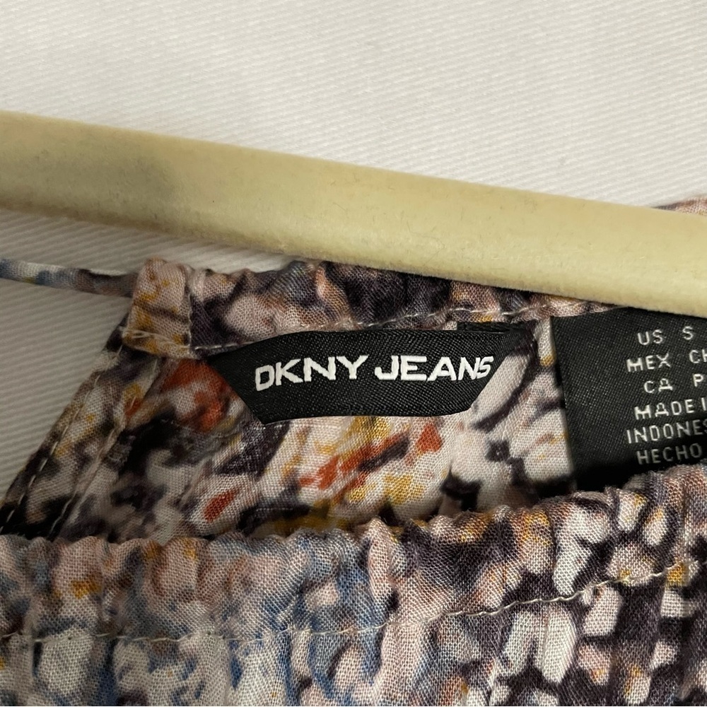DKNY Boho Printed Midi Dress Artsy Handkerchief Hemline - Picture 2 of 15